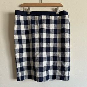 J.Crew Navy Blue & White Checkered Pencil Skirt size 12